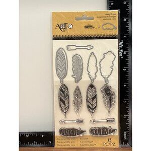 Artc Stamp & DIE Cut Set - Feathers & Arrows 13 Pc JOURNEY DISCOVERY 25884R7